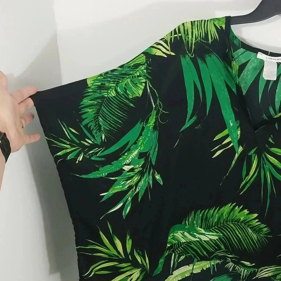 {Caramela} Vivien Palm Print Kimono Tunic Blouse - Picture 4 of 11